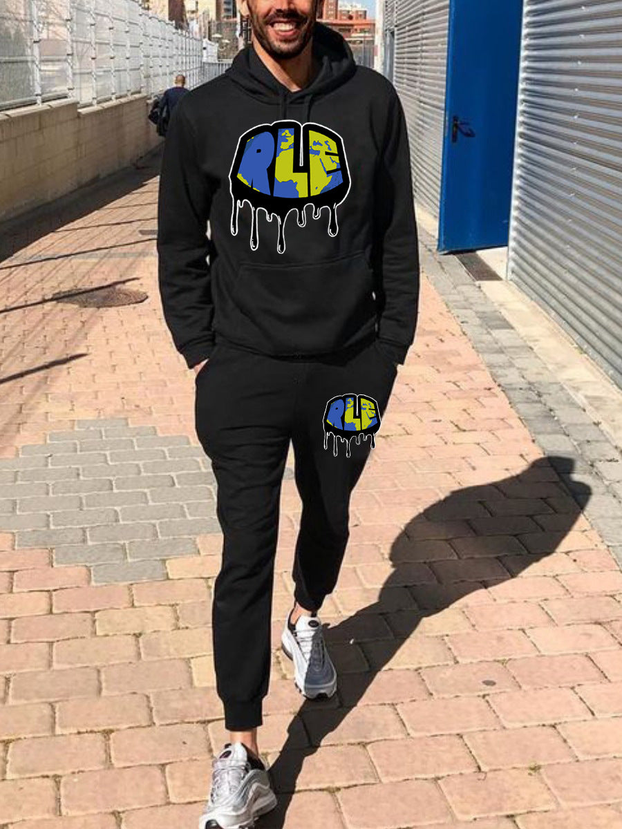 Damen Kapuzenpullover und Jogginghose Set mit kreativem Graffiti-Design Drune