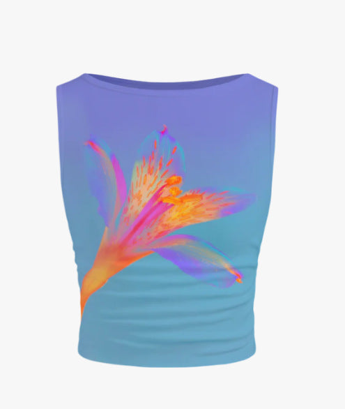 Damen ärmelloses Crop-Top mit floralem Motiv und figurbetontem Schnitt Drune
