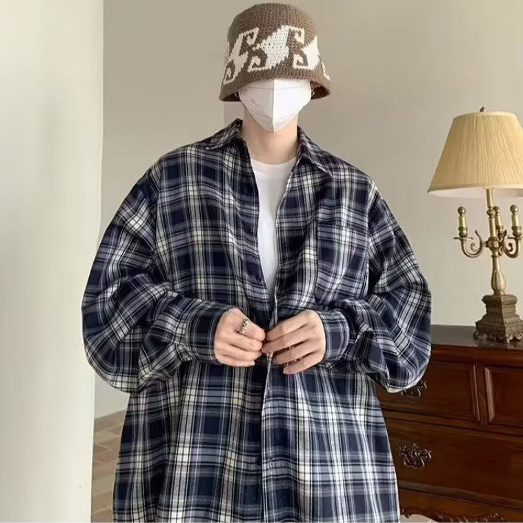 Damen Lässige Karobluse mit weitem Schnitt Drune