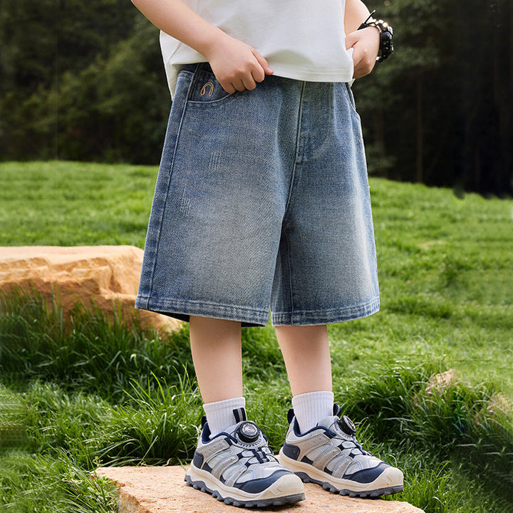 Jungen lässige Denim-Shorts mit kreativen Stickereien Drune