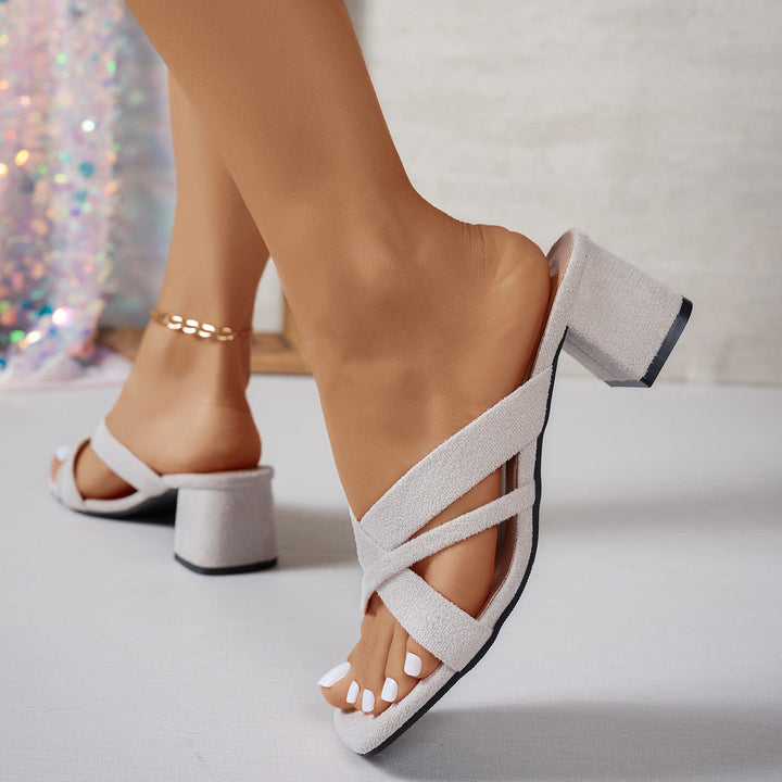Damen elegante und bequeme Mules mit Blockabsatz Drune