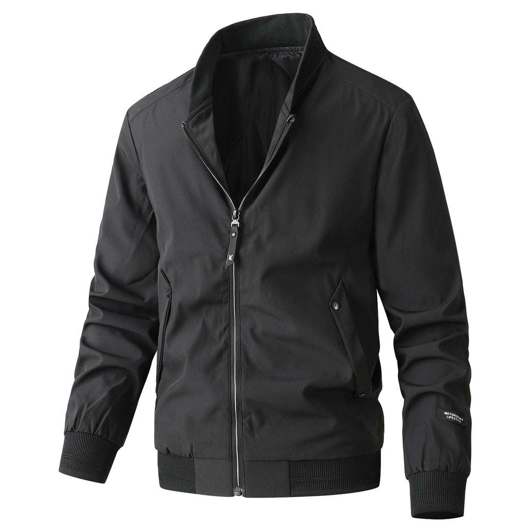 Herren Minimalistische Bomberjacke aus technischem Nylon mit Stehkragen und Rippbündchen Drune