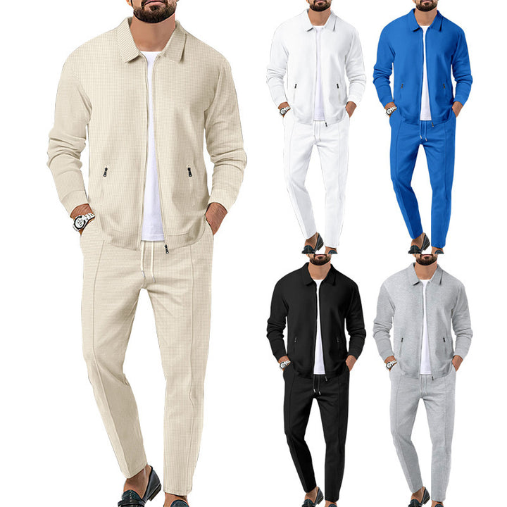 Herren modisches Freizeit-Ensemble mit strukturiertem Obermaterial und elastischem Bund Drune