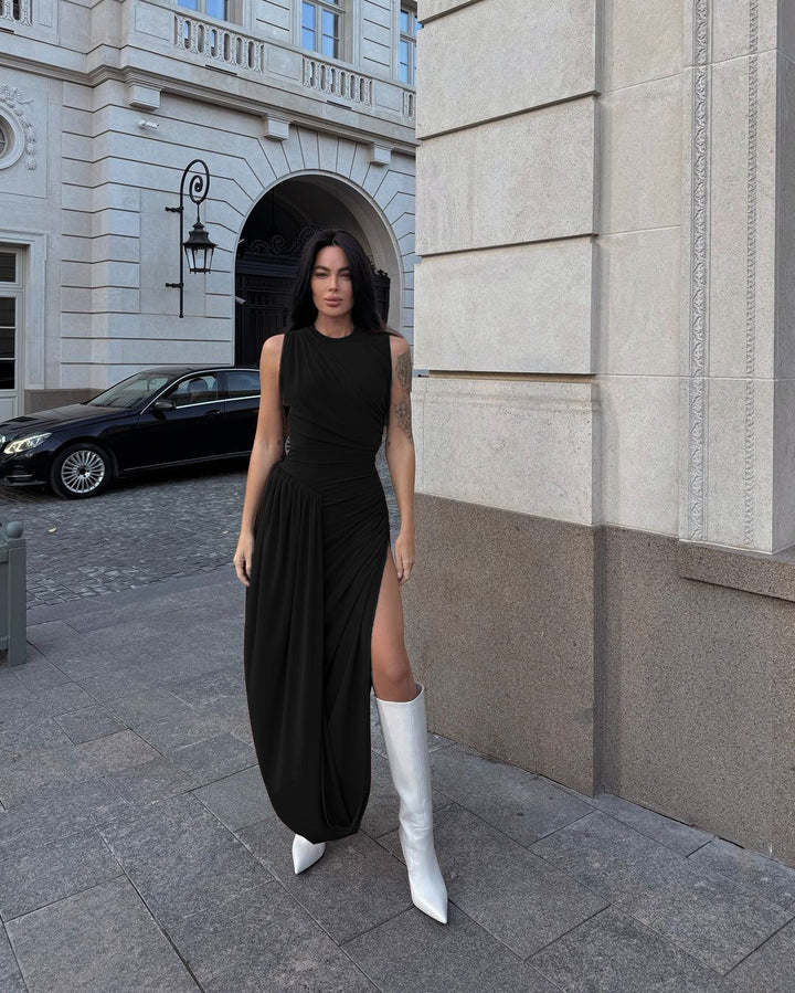 Damen Elegantes Maxikleid mit raffiniertem Wickeldesign Drune
