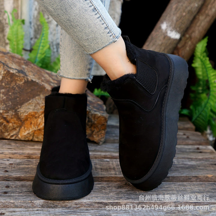 Damen Gefütterte Chelsea-Winterbooties mit elastischem Einsatz und Teddyfellfutter Drune