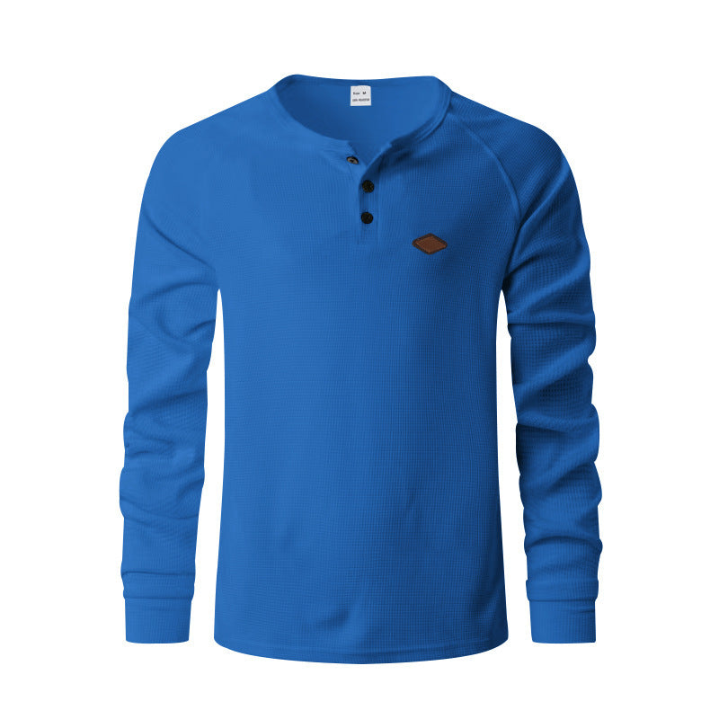 Herren Langarm-Henley-Shirt aus atmungsaktivem Baumwollmix mit strukturiertem Design Drune