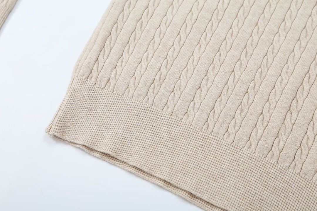 Damen Strickpullover mit Troyer‑Kragen und Zierkrawatte Drune
