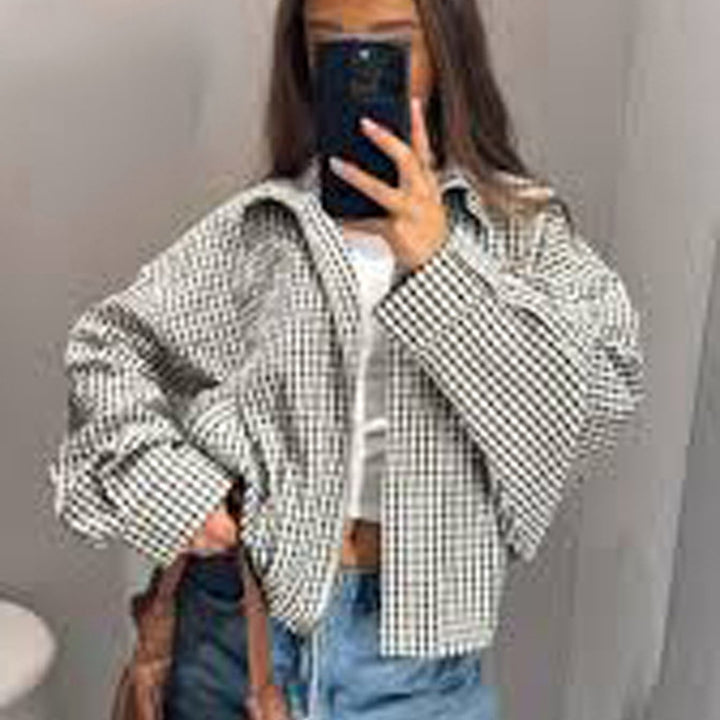Damen Oversized Karo-Hemdjacke mit Boxy-Schnitt Drune