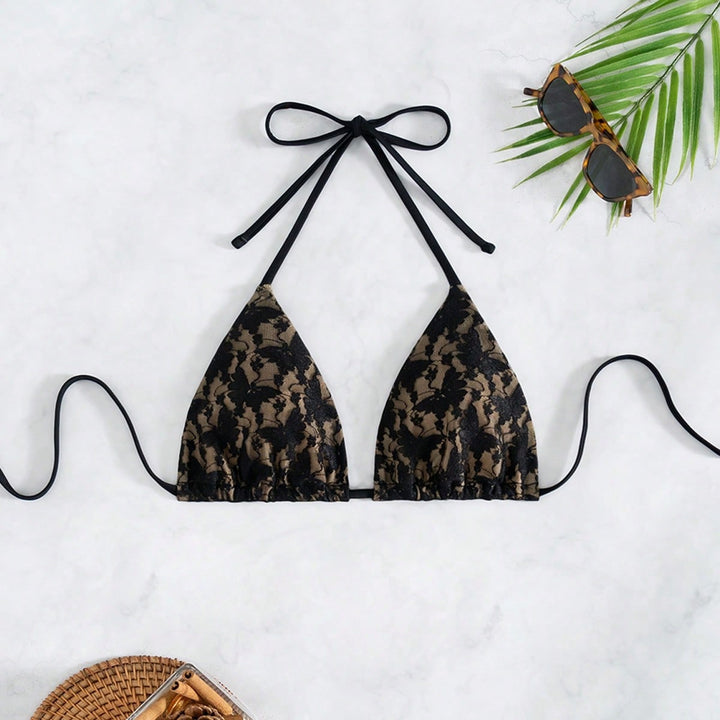 Damen Triangel-Bikini mit zarter Spitzenverzierung Drune