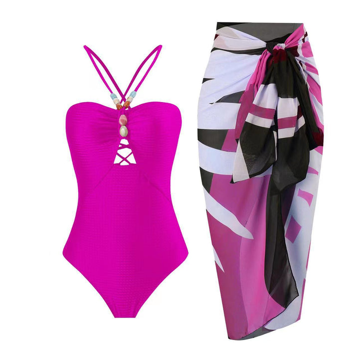Damen Badeanzug mit elegantem Wickelrock und modischen Schmuckdetails Drune