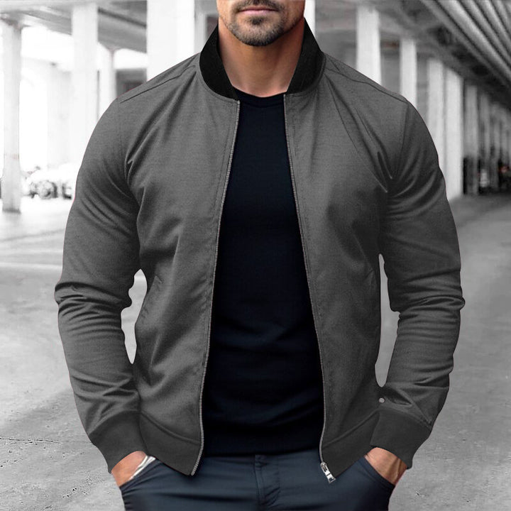 Herren sportliche Jacke mit hohem Kragen und seitlichen Reißverschlusstaschen Drune