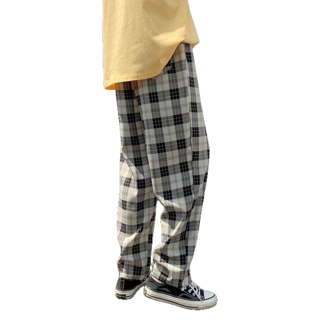 Herren Karierte Relaxed-Fit Hose mit Kordelzug und geradem Bein Drune