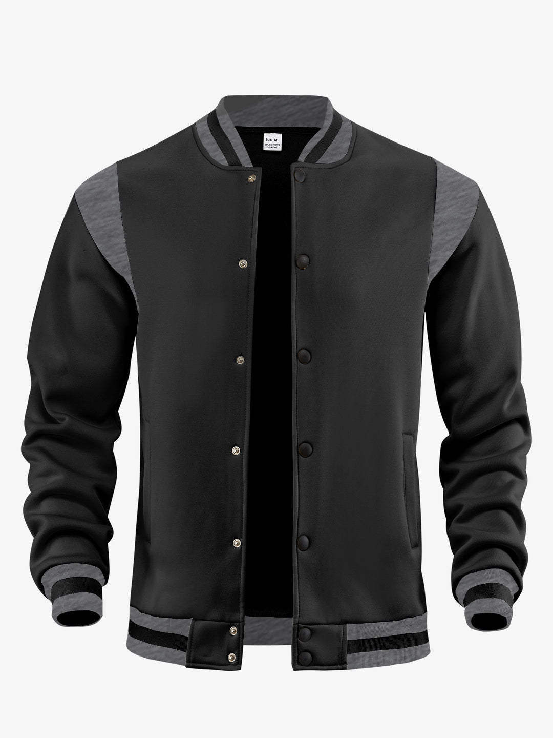 Herren nan leichte Collegejacke im Varsity-Look mit Druckknopfverschluss Rippbündchen und Kontrast-Schulterbesatz Drune