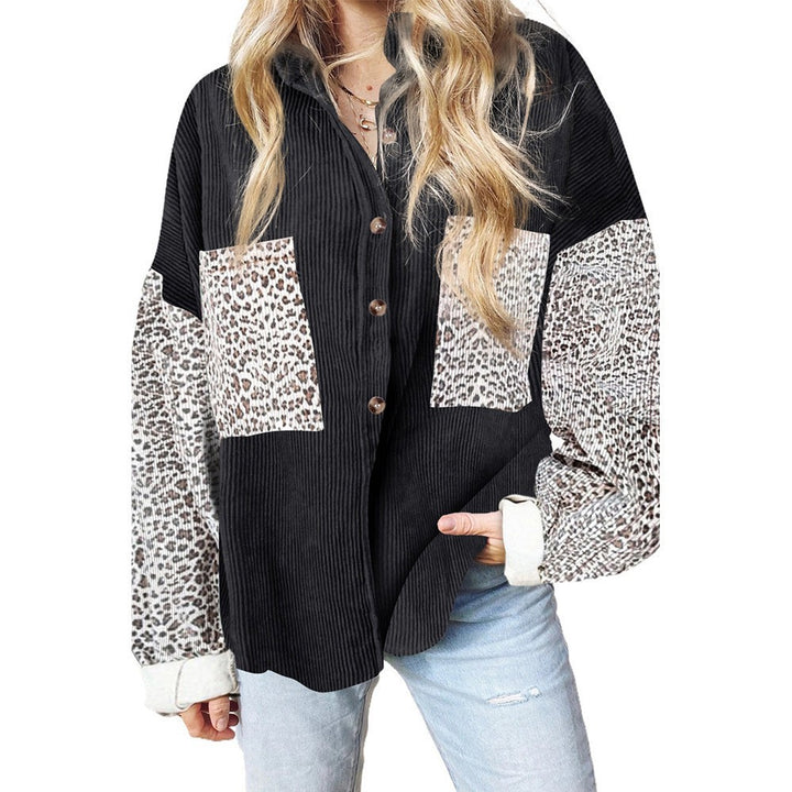 Damen Trendige Kordjacke mit Leo-Details Drune
