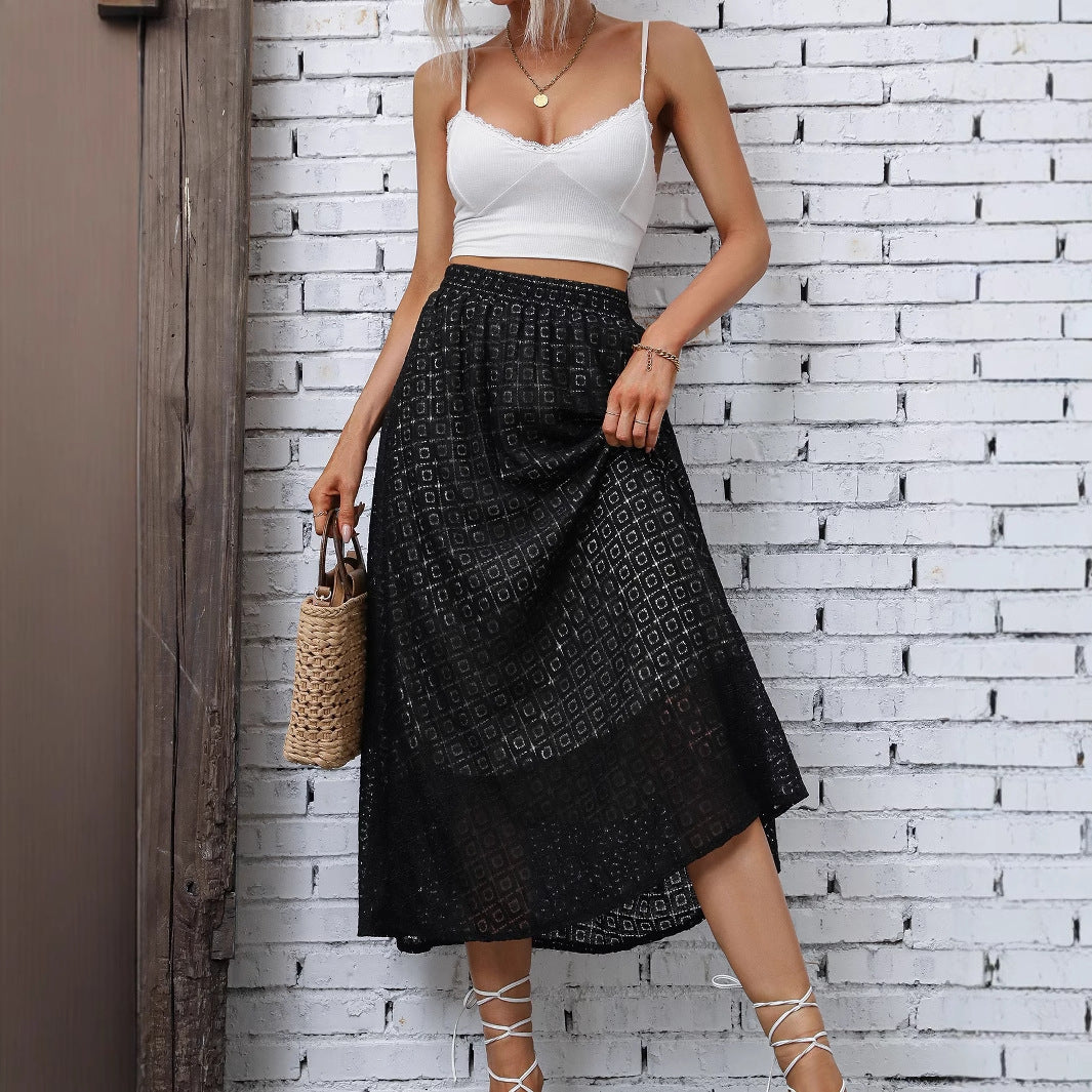 Damen Maxirock mit elegantem geometrischem Design und elastischem Taillenbund Drune