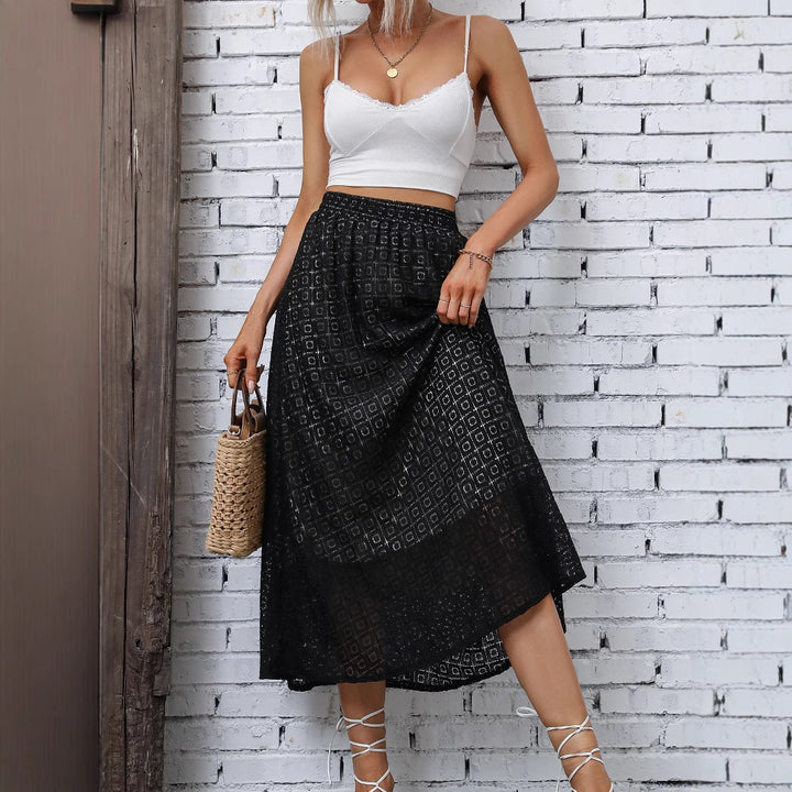 Damen Maxirock mit elegantem geometrischem Design und elastischem Taillenbund Drune
