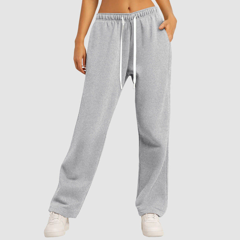 Damen nan lässige Loungehose mit geradem Bein extra langem Tunnelzug und tiefem Schritt Drune