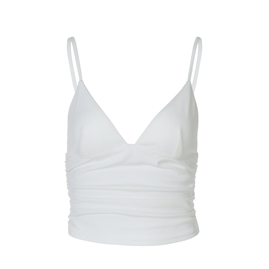 Damen Elegantes Spaghetti-Top mit Raffungen Drune