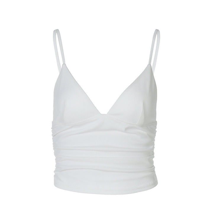Damen Elegantes Spaghetti-Top mit Raffungen Drune