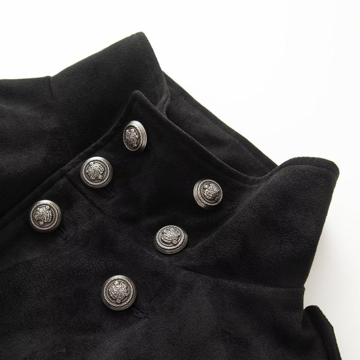 Damen Kurzgeschnittene Taillierte Militärblousonjacke mit hohem Stehkragen, doppelreihigen Metallknöpfen und Schulterriegeln Drune