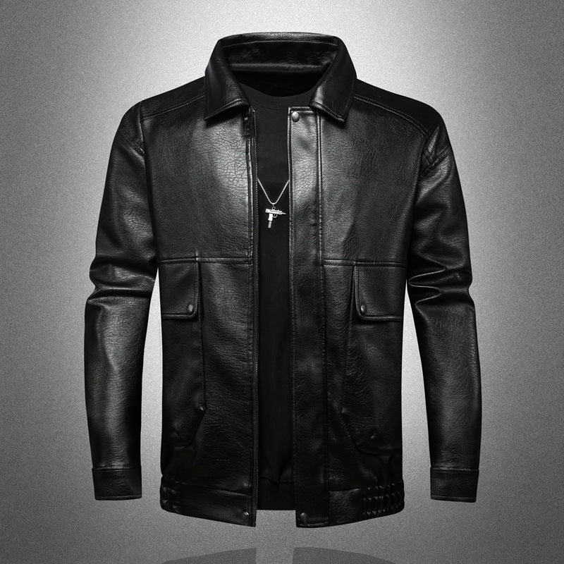 Herren Premium Kunstlederjacke mit praktischen Taschen Drune