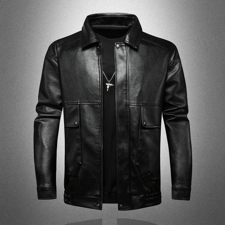 Herren Premium Kunstlederjacke mit praktischen Taschen Drune