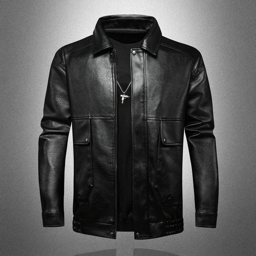 Herren Premium Kunstlederjacke mit praktischen Taschen Drune