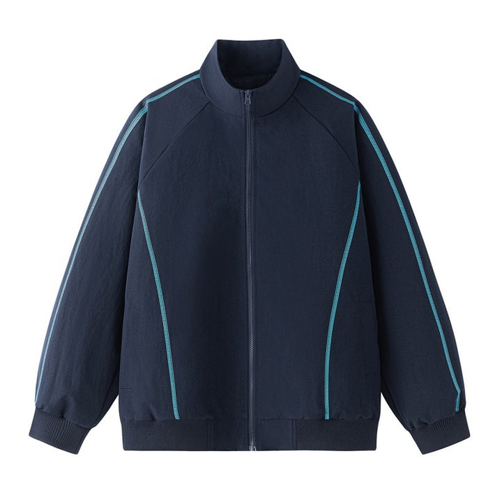 Herren Leichte Raglan-Bomberjacke mit kontrastierenden Flatlock‑Nähten und Stehkragen Drune