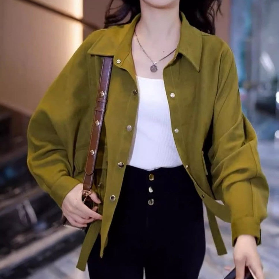 Damen lässige Überwurfjacke aus samtiger Baumwolle Drune