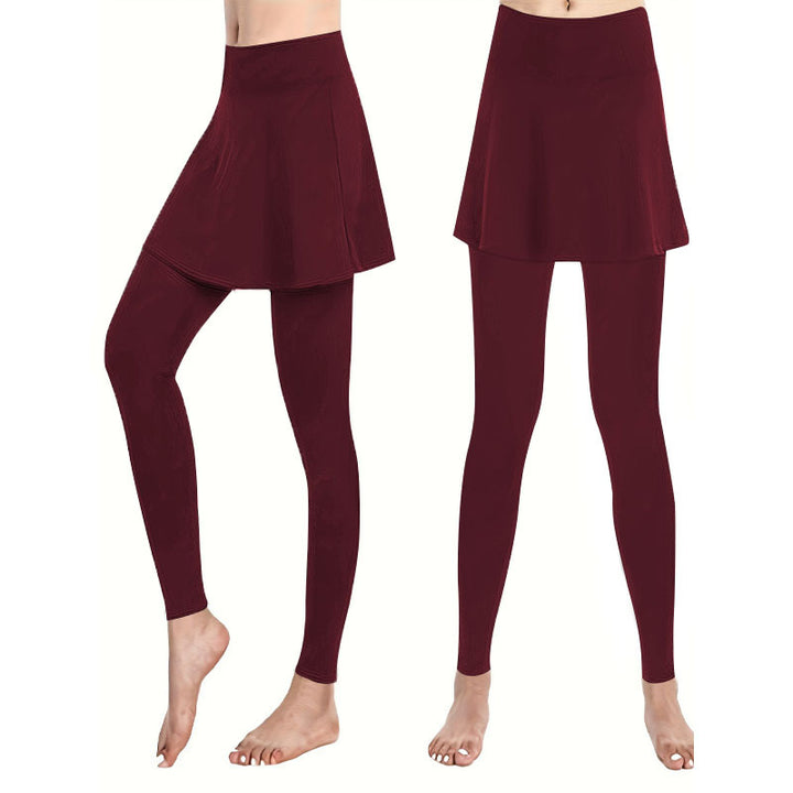 Damen High‑Waist Leggings mit angesetztem Rock‑Overlay Drune