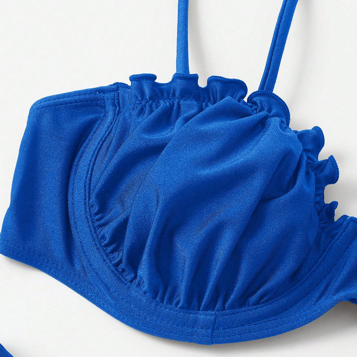 Damen Push-Up-Bikini mit Raffung und verstellbaren Trägern Drune