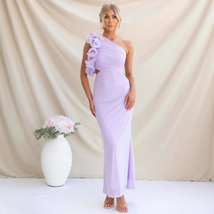 Damen Elegantes Rüschen-Maxikleid mit einem schulterfreien Design und figurbetontem Schnitt Drune