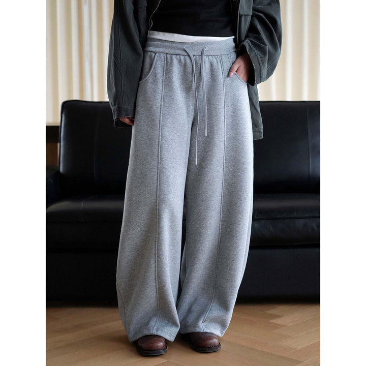 Damen Weite Sweatpants mit hoher Taille und mittiger Bügelfalte Drune