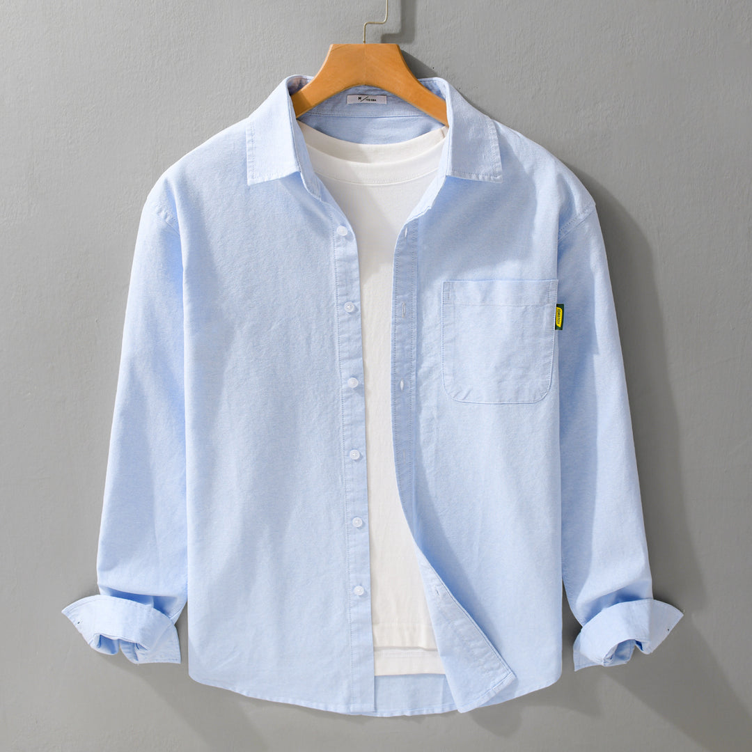 Damen Leichtes Baumwoll-Overshirt mit Kentkragen, aufgesetzter Brusttasche und Relaxed-Fit Drune