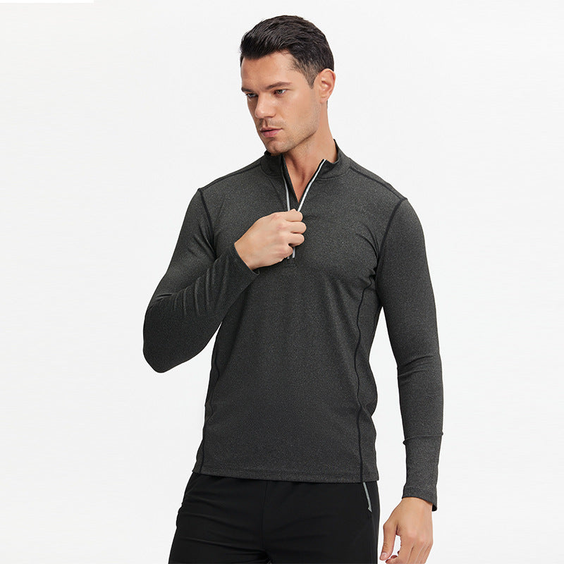 Herren Atmungsaktives Funktions-Langarmshirt mit halbem Reißverschluss und sportlichem Slim-Fit Drune