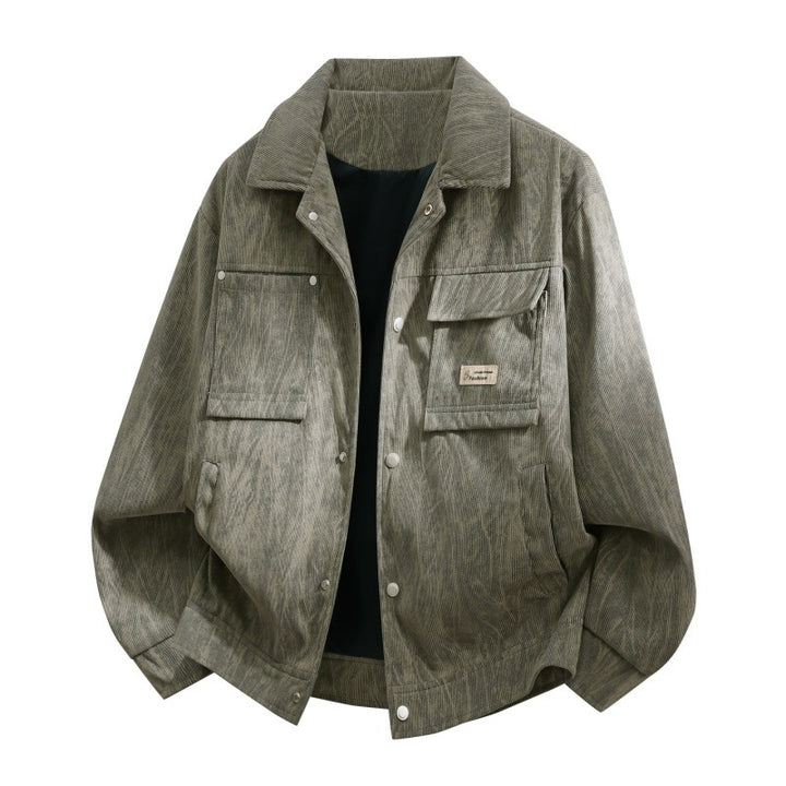 Herren Utility-Overshirt aus Vintage-Optik mit Druckknopfleiste, Pattentaschen & gebürsteter Struktur Drune