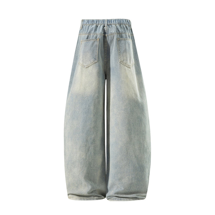 Damen Weite High‑Waist Baggy‑Jeans mit Ballon‑Silhouette und Used‑Waschung Drune