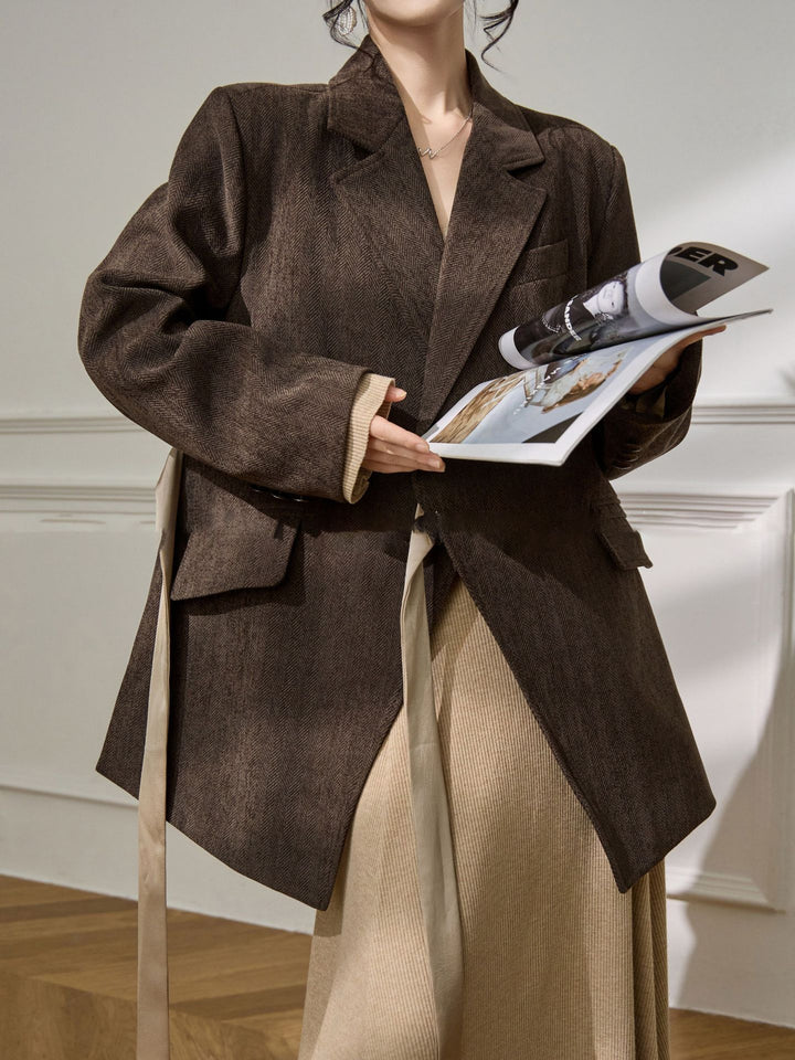 Damen Eleganter und vielseitiger Blazer mit Taillengürtel Drune