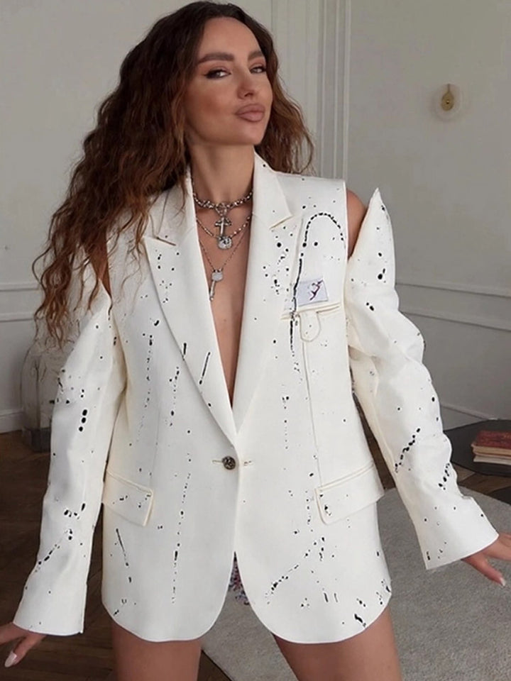 Damen Übergrößen Blazer mit kreativen Designelementen Drune