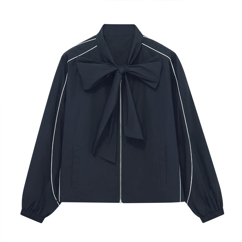 Damen Modische Jacke mit Schleife Drune
