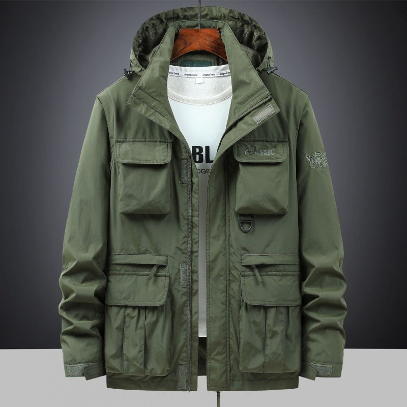Herren Multifunktionale Utility-Fieldjacke mit Kapuze, Mehrfach-Taschen und Ripstop-Außenmaterial Drune