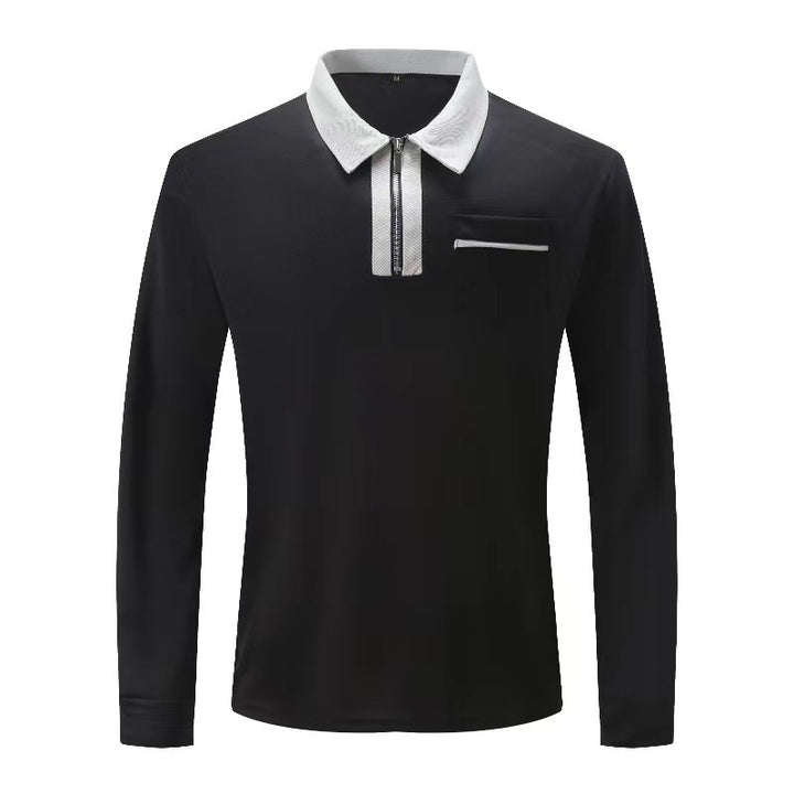 Herren Langarm-Poloshirt mit Halbzip, Kontrastkragen & Brusttasche Drune