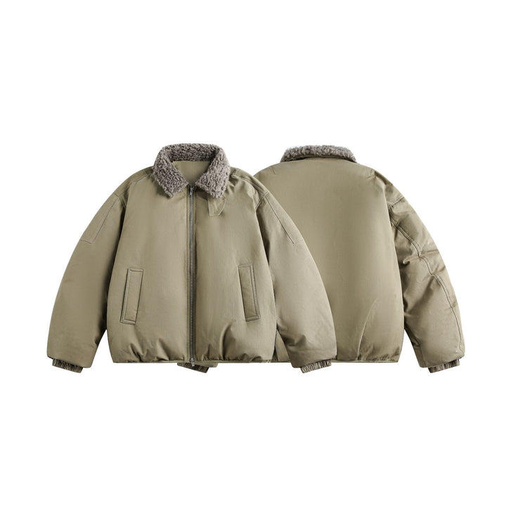 Herren Warm gefütterte Field‑Bomberjacke mit Lammfell‑Imitatkragen Drune
