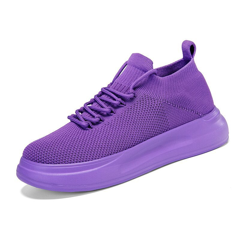 Damen nan elastischer Strick-Slip-on Sneaker mit viskoelastischer Fußbett-Einlage und dämpfender Plateau-Laufsohle Drune