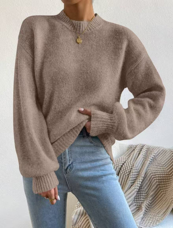 Damen Oversize Feinstrickpullover mit angedeutetem Mohair‑Effekt und verlängerten Rippbündchen Drune
