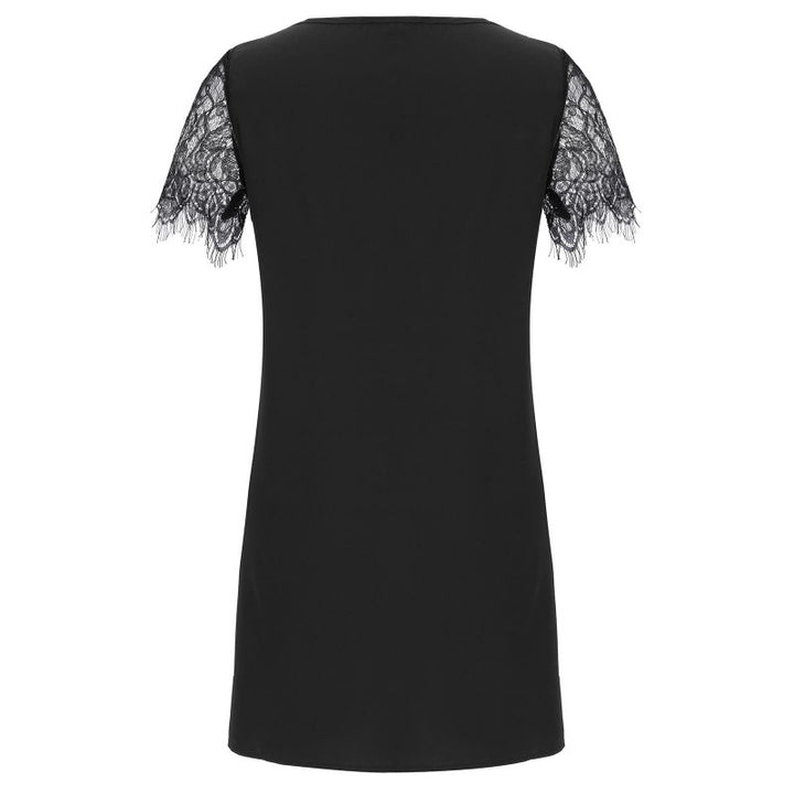 Damen elegantes V-Ausschnitt Shift-Kleid mit Spitzenärmeln Drune