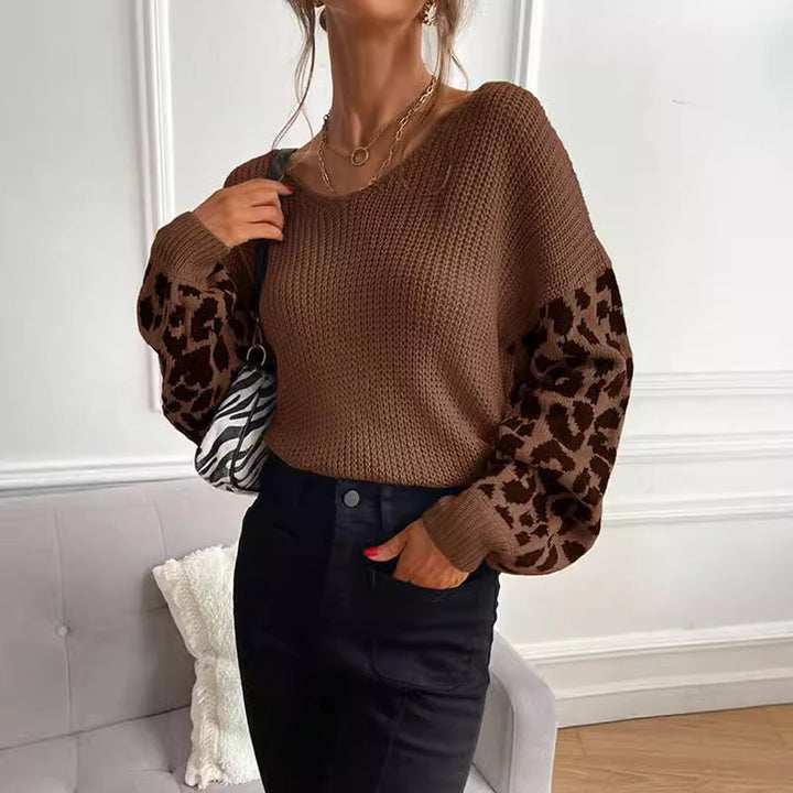 Damen Modernes Strickoberteil mit tierischem Muster und lässigem Schnitt Drune