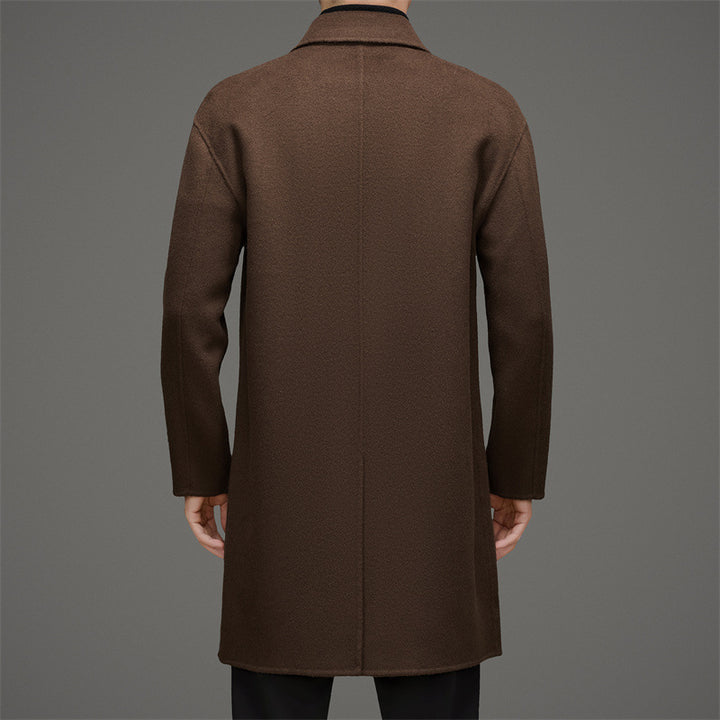 Herren eleganter Wollmantel mit doppelt gearbeiteter Knopfleiste und praktischen Taschen Drune