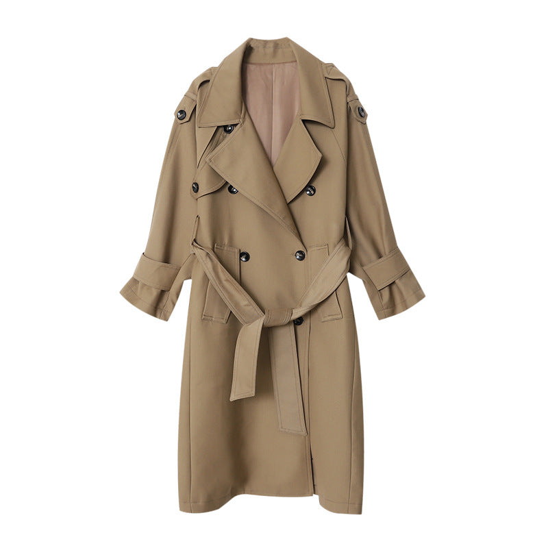 Damen eleganter Trenchcoat mit großzügigen Taschen und modernem Schnitt Drune