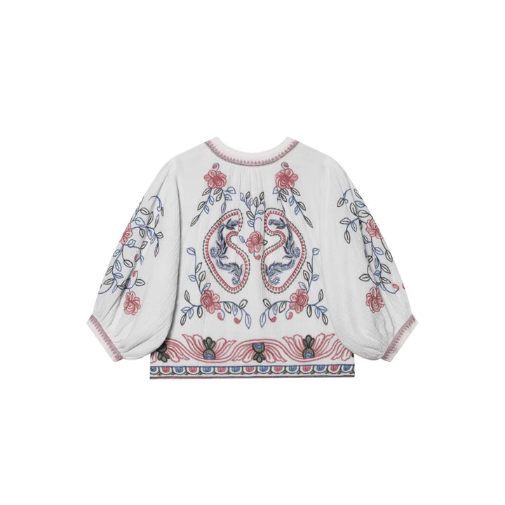 Damen Gestepptes Kimono-Jäckchen mit floraler Stickerei Drune